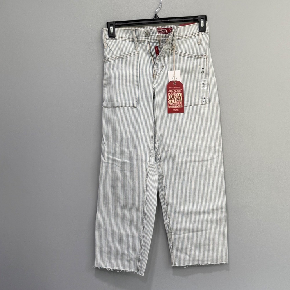 Lucky Brand Lucky Legend Wide Leg crop Hickory Stripe Jeans 0/25 7W15976